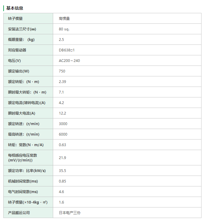 尼得科推出的额定输出达750W的MZ751P2无制动器23位伺服马达